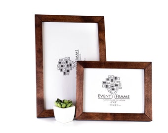 Brown Walnut Color Picture Frame, Molding Width 23 mm, ANY CUSTOM SIZES, Solid Birch Wood Photo Frame