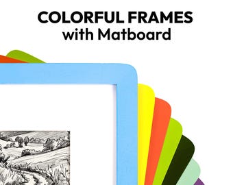 Handmade Colorful Wood Picture Frame with Mat - Art, Print and Photo Framing