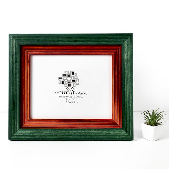 Green Orange Picture Frame, Photo Frame With Wooden Mat, Two Tone Gallery  Wall Frame, Handmade Poster Frame, Custom Sizes 8x10 24x36 20x30 