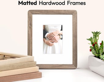 Hardwood Picture Frames with Matting, Walnut, Oak, Birch, Beech & Sapele with Rounded Corners