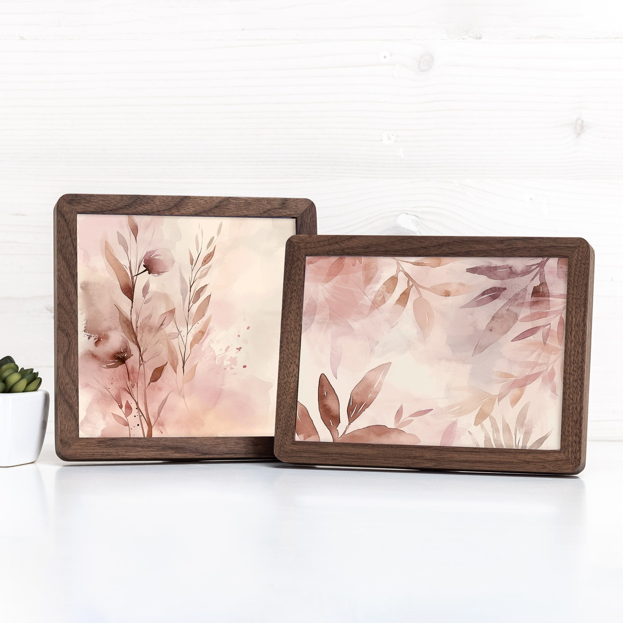 FLYJOE 11x14 Picture Frame Set Of 2, USA-Sourced Walnut Wood Photo Frame With Tempered Glass, Handcrafted Rounded Corner 11 X 14 Wooden Frame Matted To 8x10 Photos, Wall Or Tabletop Display