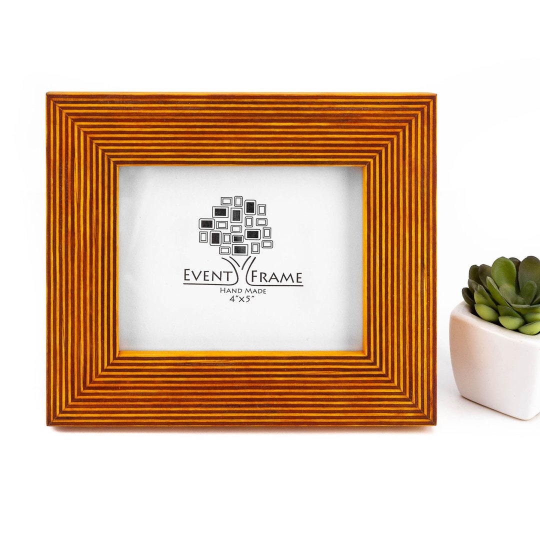 Yellow Picture Frame, Wooden Photo Frame, Rustic Wood Frame SIZES 4x4