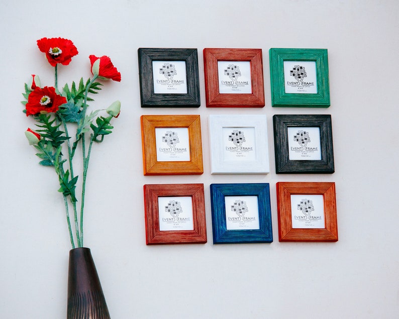 10x10 cm Frame Collage Square 4x4 Wooden Picture Frame SET Colors Black Red Green Blue Orange Yellow White Free EXPRESS SHIPPING In 4 Days
