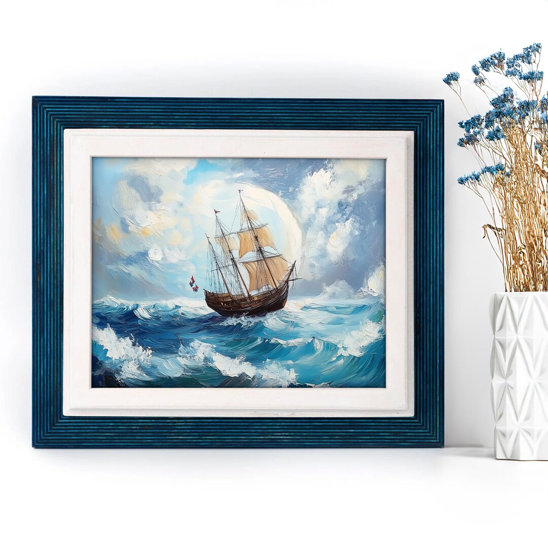 Handmade Blue and White Picture Frame: Rustic Baltic Birch Wood - Etsy