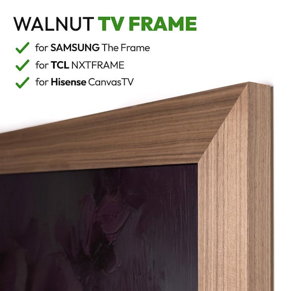 Walnut TV Frame for Samsung The Frame 2021-2025&2025 PRO, TCL NXTVision, Hisense CanvasTV