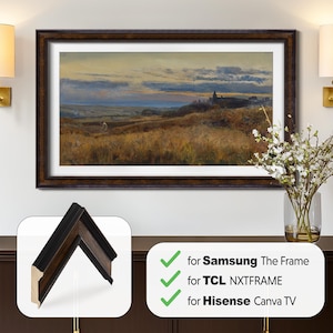 Brown TV frame for Samsung The Frame, Rustic Dark Wood TCL NXTFRAME Tv Bezel, Hisense CanvasTV Mount, Sizes 32, 43, 50, 55, 65, 75, 85 inch