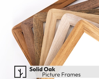 Rounded Corner Solid Oak Frame - Custom Size Picture Frame - Handcrafted Real Wood