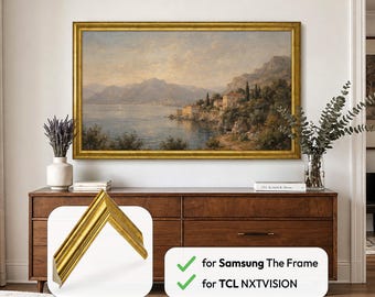 Gold Vintage TV Frames for Samsung The Frame and TCL NXTVISION, Classic Home Decor