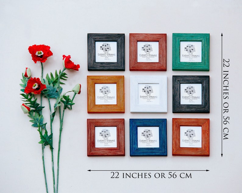 10x10 cm Frame Collage Square 4x4 Wooden Picture Frame SET Colors Black Red Green Blue Orange Yellow White Free EXPRESS SHIPPING In 4 Days