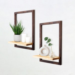 Framed Floating Wood Shelves, Modern Hanging Plant Shelf, Bathroom Shelves, Floating Bookshelf, Plant Wall Shelf, Floating Kitchen Shelves