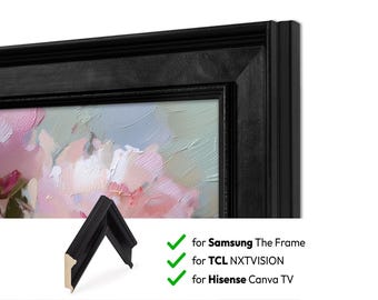 Drewniane ramki do telewizorów w kolorze czarnym, kompatybilne z telewizorami Samsung The Frame TCL NXTVISION, Hisense CanvasTV
