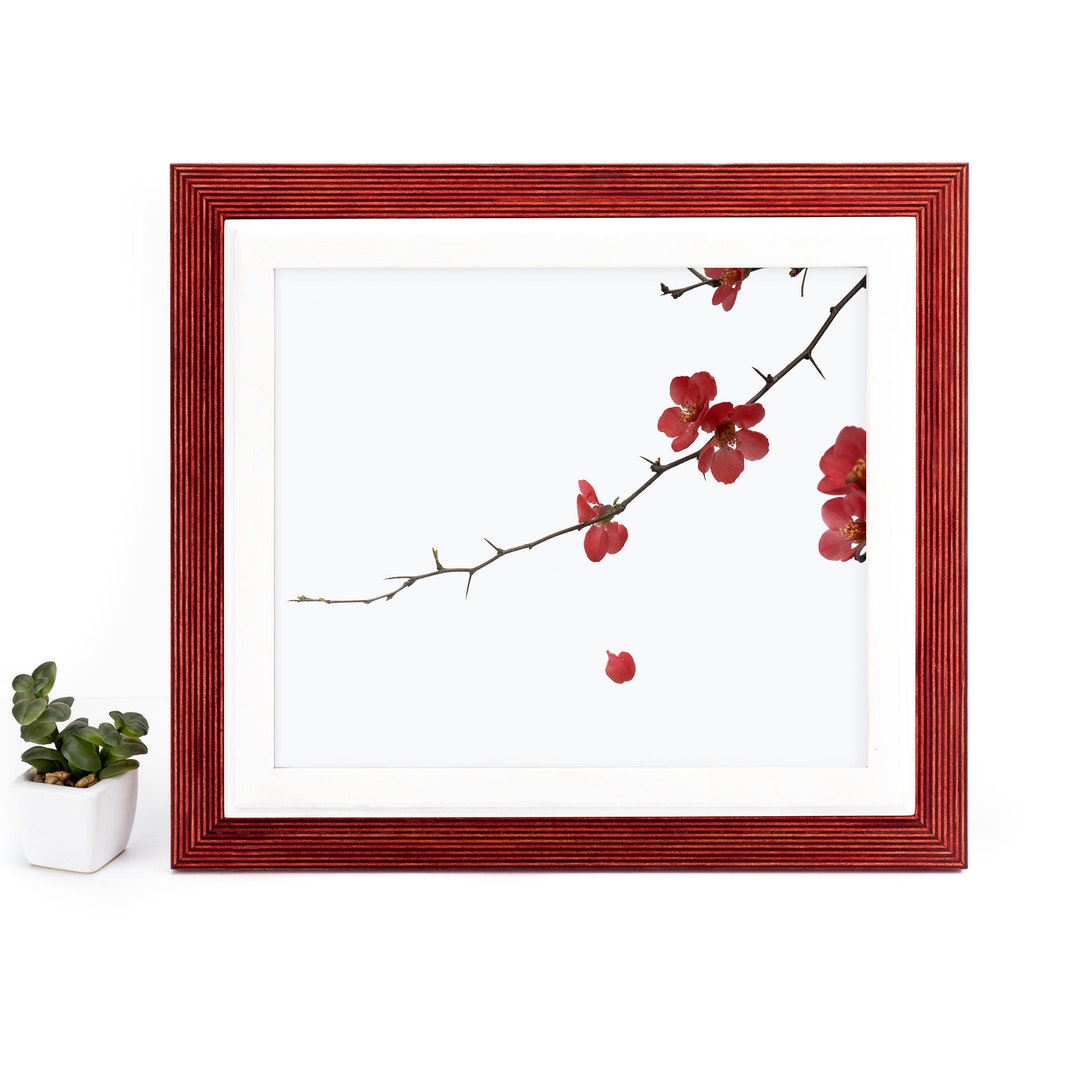 Red White Custom Wooden Frame, Double Color Photo Frame, Modern Wall