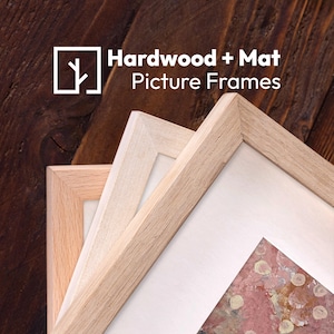 Marco de fotos de madera maciza a medida, madera clara minimalista, paspartú de galería (tamaño personalizado)