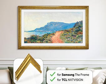 Vintage TV Frame Gold for Samsung The Frame and TCL Handcrafted Wooden Bezel