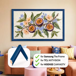 Custom Blue Samsung TV frames & TCL | Maximalist Interior Decor, Gifts for Designer