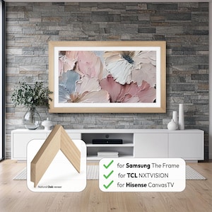 Moldura de madeira natural para TVs Samsung The Frame, TCL NXTVision e Hisense CanvasTV.