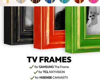 Marco de TV de madera desgastada de colores para Samsung The Frame y TCL NXTVISION