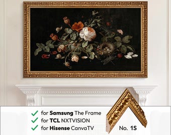 Imperial TV Frames Gold for Samsung The Frame, Hisense Canvas, TCL NXTVISION; Ornate Style Bezel