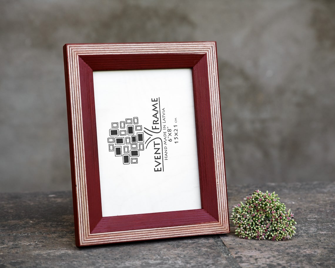 Red Picture Frame Hand Painted Wood Photo Frame Double Color Etsy