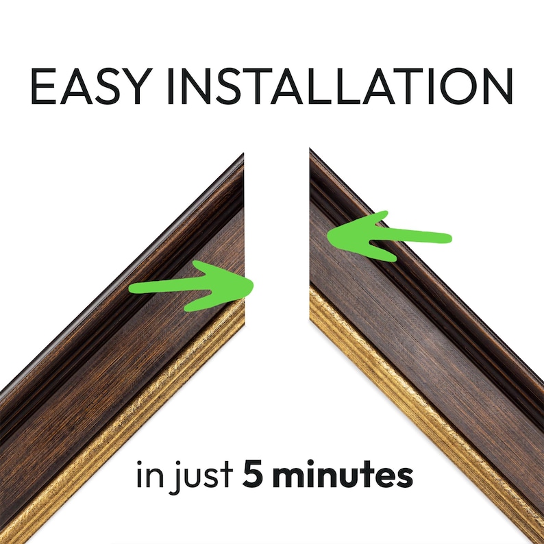 easy installation tv frame, frame tv art contemporary, black and gold tv bezel for Samsung The Frame 65, 55, 43, 75 inch frame tv frames