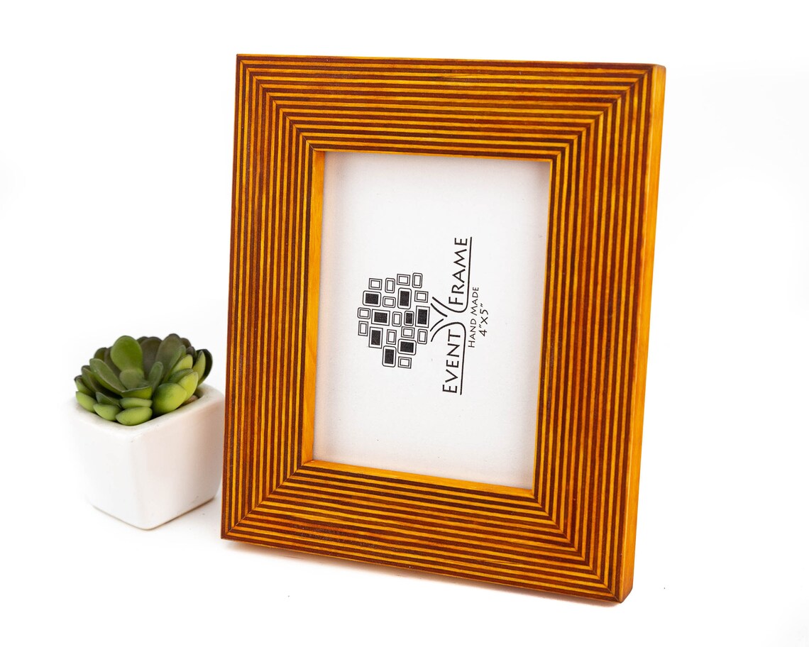 Yellow Picture Frame Wooden Photo Frame Rustic Wood Frame Etsy