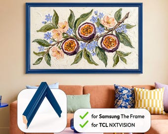 Custom Blue Samsung TV frames & TCL | Maximalist Interior Decor, Gifts for Designer
