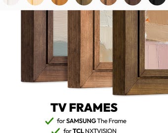 Cornice TV in legno di pino colorato per Samsung The Frame e TCL NXTVISION