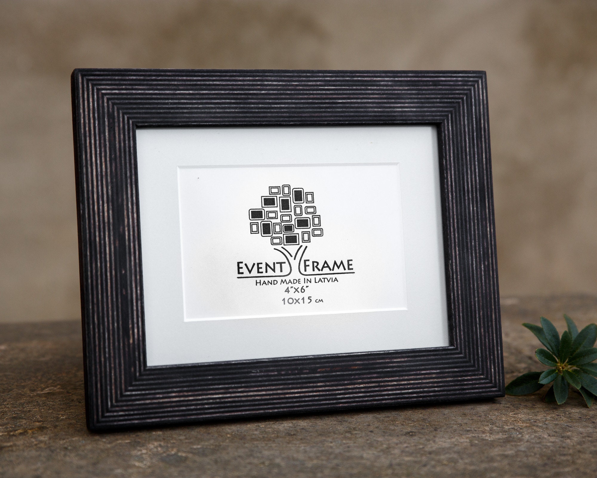 4x6 Picture Frame With Matboard, Black Wooden Photo Frame With White