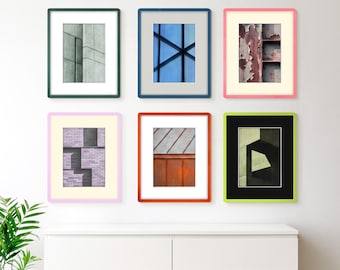Custom Matted Photo Frame made of Colorful Wood; Thin Picture Frames with Rounded Corners