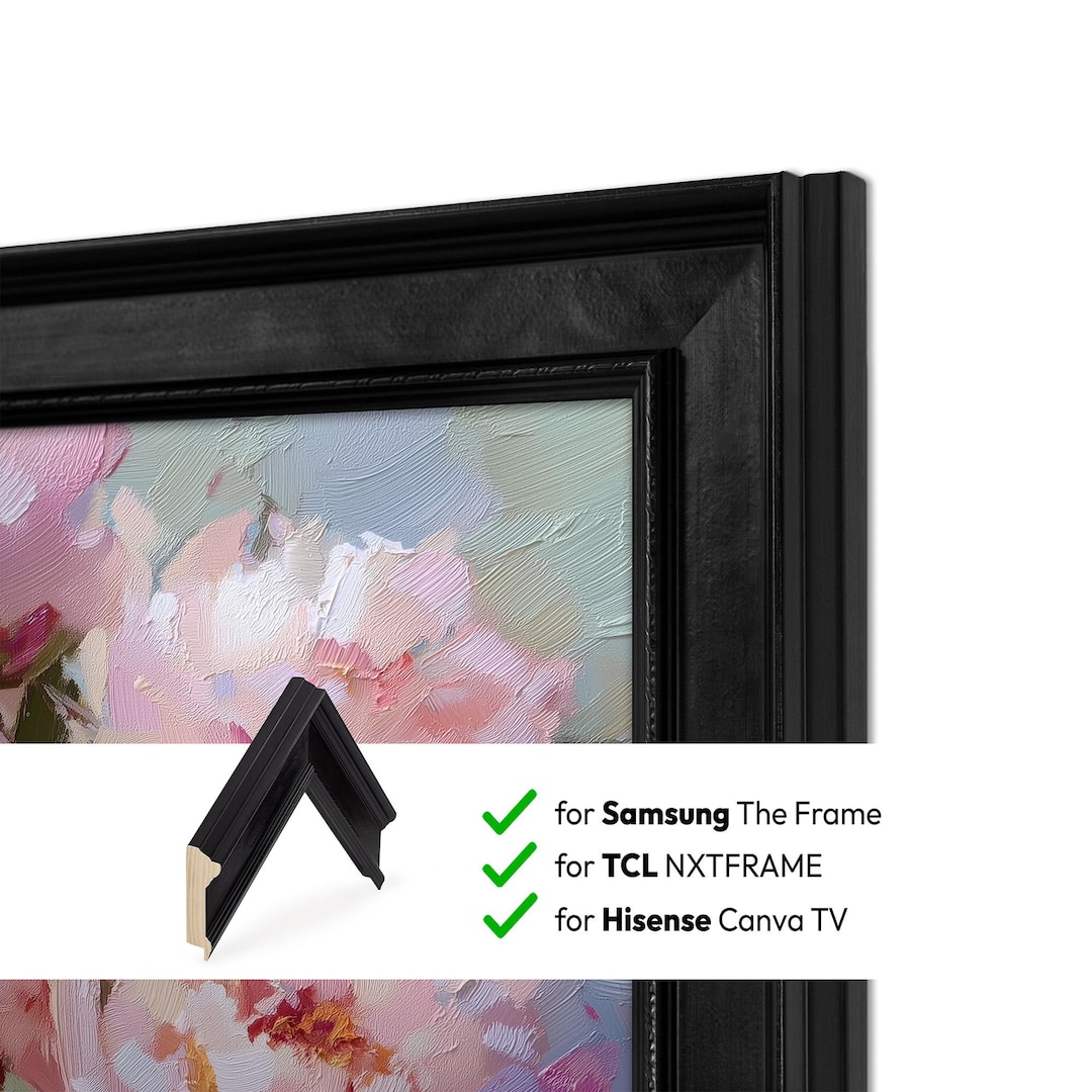 Classic Black TV Frame for Samsung the Frame, Wooden TCL Nxtvision