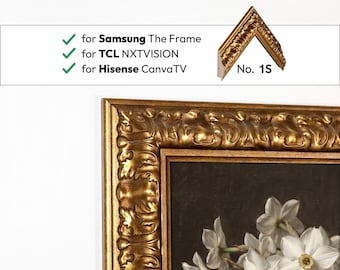 Antique Gold Television Frame Compatible With Samsung The Frame, Hisense Canvas, TCL NXTVISION