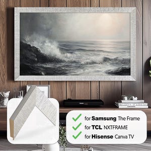 Modern Silver Frame for Samsung The Frame, Tv Mount for TCL Nxtframe, Hisense CanvasTV Bezel, Tv Frame Sizes 32 43 50 55 65 75 85 inch