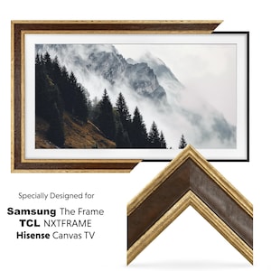 Brown and Gold Leaf Samsung Frame TV Bezel, Tv Frame for TCL NXTFrame Wooden Tv Frame for Hisense CanvasTV, Sizes 32 43 50 55 65 75 85 inch