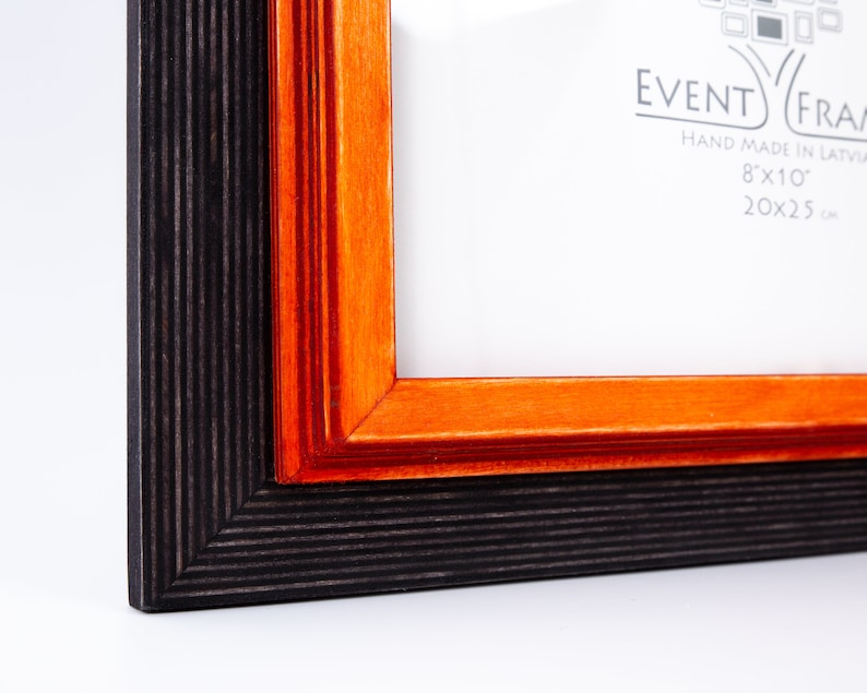 Custom Wood Picture Frame Black Orange Colors Rustic Photo Etsy