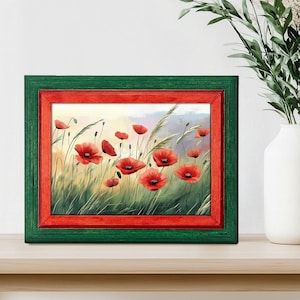 Dark Green + Red Gallery Wall Frame,Wooden Custom Photo Frame, Poster Frame, Any Sizes - A1, A2, A4, A5, 5x7, 8x8, 9x12, 11x14, 12x18, 16x20