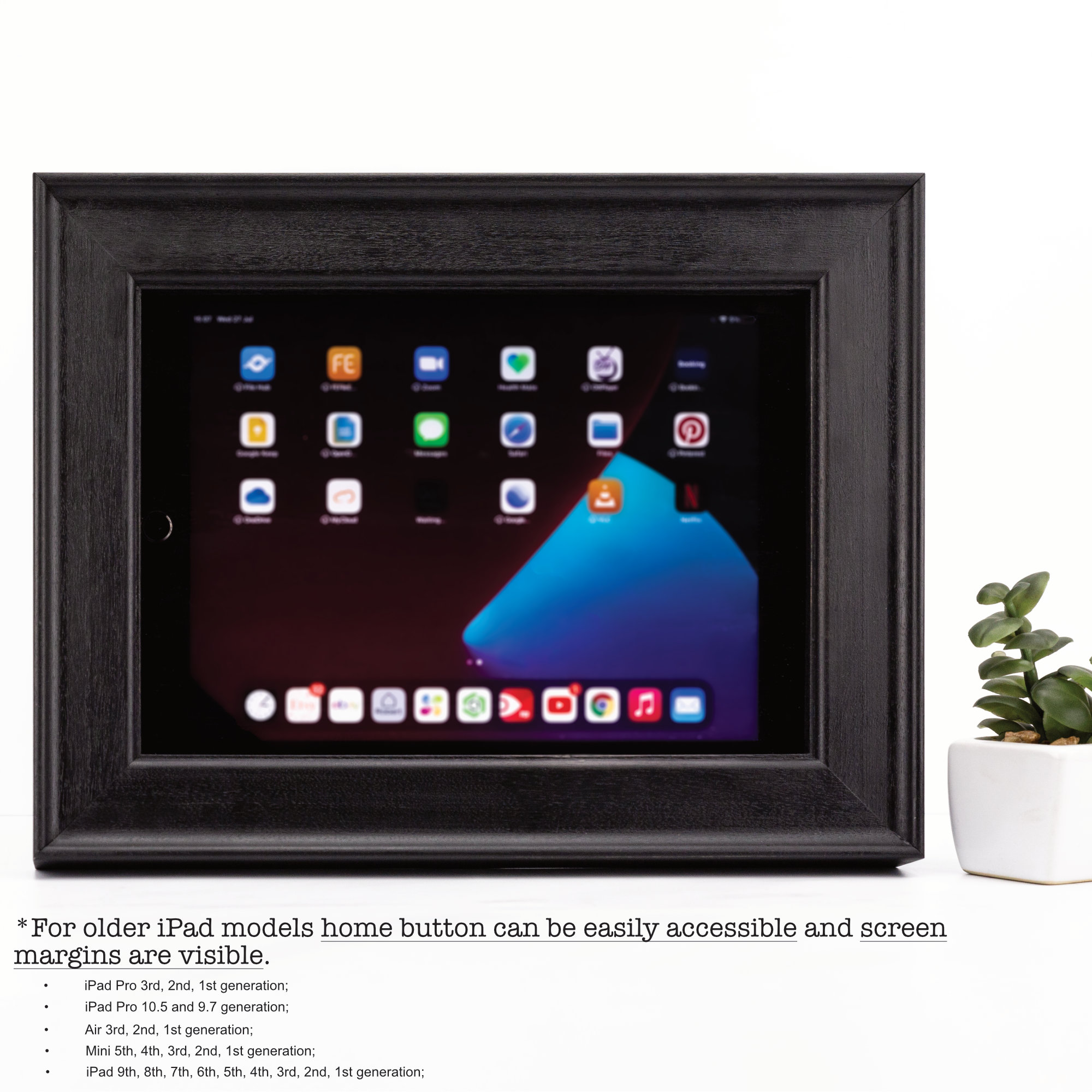 Handcrafted Birch Wood iPad Frame: Wall Mount or Desk Stand, Colorful ...