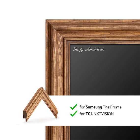 Pine TV Frame Handmade for Samsung, TCL and Hisense! Covered with Early American Stain.
