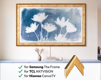 Gold Samsung The Frame TV Bezel, Fits Hisense CanvasTV and TCL NXTVISION; Handcrafted Metallic Texture