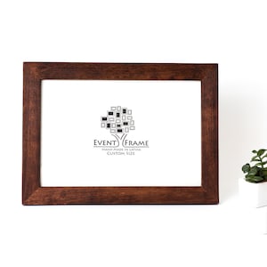 Custom wooden picture frame, birch hardwood, brown walnut color, handmade quality, custom sizes A4, A5, A3, 8x10, 5x7, 20x30, 14x18, 22x28