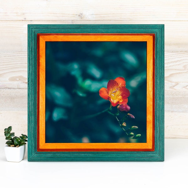 Cadre personnalisé vert + orange, cadre photo bicolore, cadre mural côtier tropical, cadre photo fait main A1 A2 A4 8 x 12 12 x 18 20 x 30 24 x 36