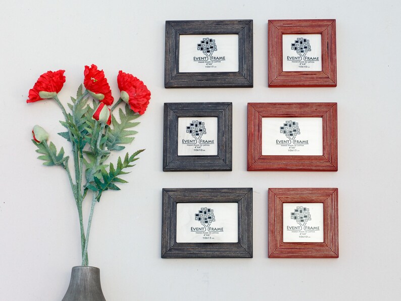 Picture Frame Collage 4x6 4x4 Size Unique Rustic Design Natural Wood Photo Stripy Plywood Handmade Wall Decor Gift For Everyone