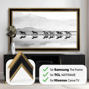 Gold Leaf and Black TV Frame for Samsung Frame Tv Bezel, Tv Frame for TCL NXTFrame, Hisense CanvasTv Cover Sizes 32 43 50 55 65 75 85 inch