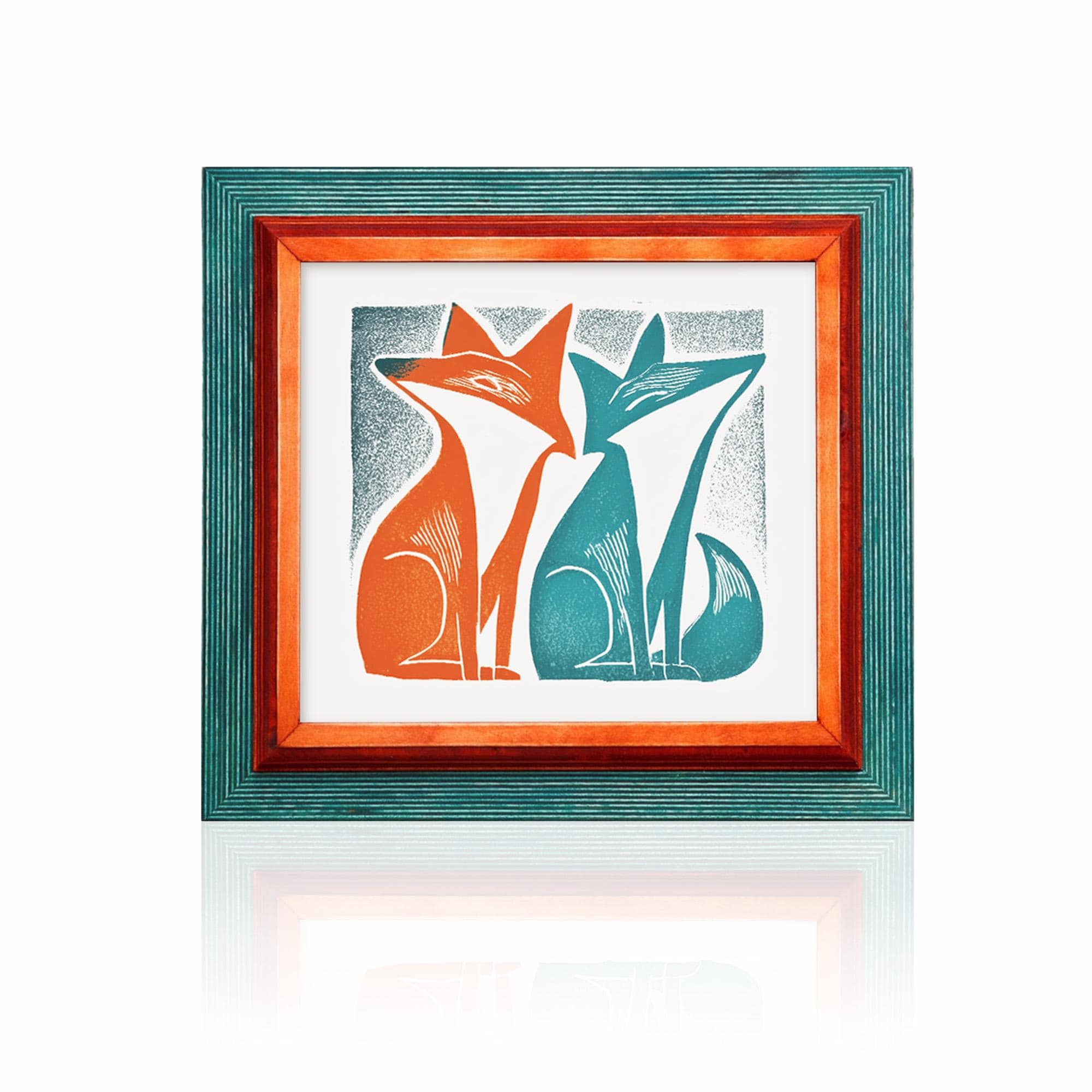 Handmade Green & Orange Wood Picture Frame: Modern Baltic Birch