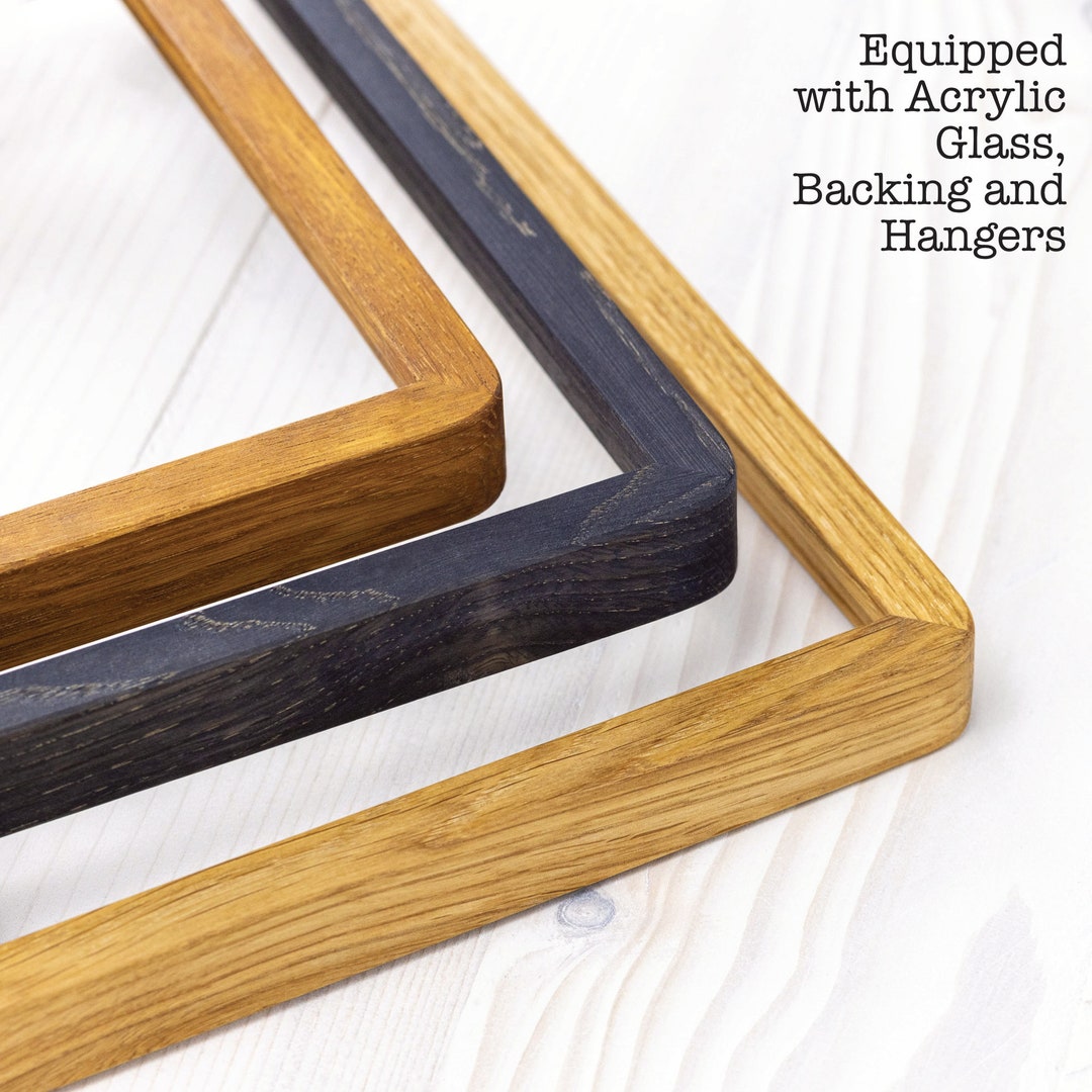 Round Corner Thin Edge Picture Frame, Modern Solid Oak Hardwood Custom Photo Frame,handmade