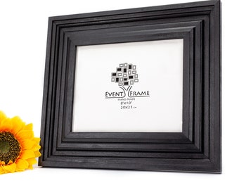 Marco de pared estilo Imperio Negro para galería: Madera de abedul hecha a mano, tamaño personalizado.