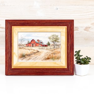 Red + Natural Handmade Custom Wooden Frame, Double Color Photo Frame, Light Academia Decor Frame  A1 A2 A3 A4 4x6 11x14 12x18 20x30 24x36