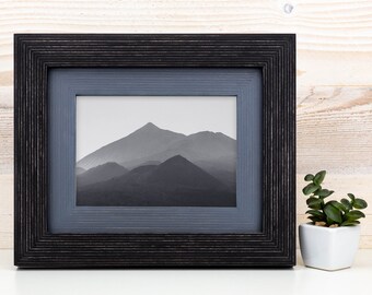 Black + Grey Handmade Picture Frame, Photo Frame with Wooden Mat, Two Tone Poster Wall Frame, Custom Sizes A1 A2 5x7 8x10 18x24 24x36 20x30