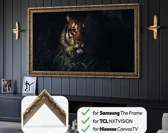 Antik Silber TV Rahmen für Samsung The Frame, TCL NXTVision und Hisense, Blendenfarbe in Pewter