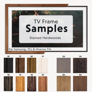 TV frame Samples for Samsung & TCL TV&#39;s, Stained Hardwood Tv Bezel, Tv Mount Sample, A Physical Tv Frame Molding Sample to review for color