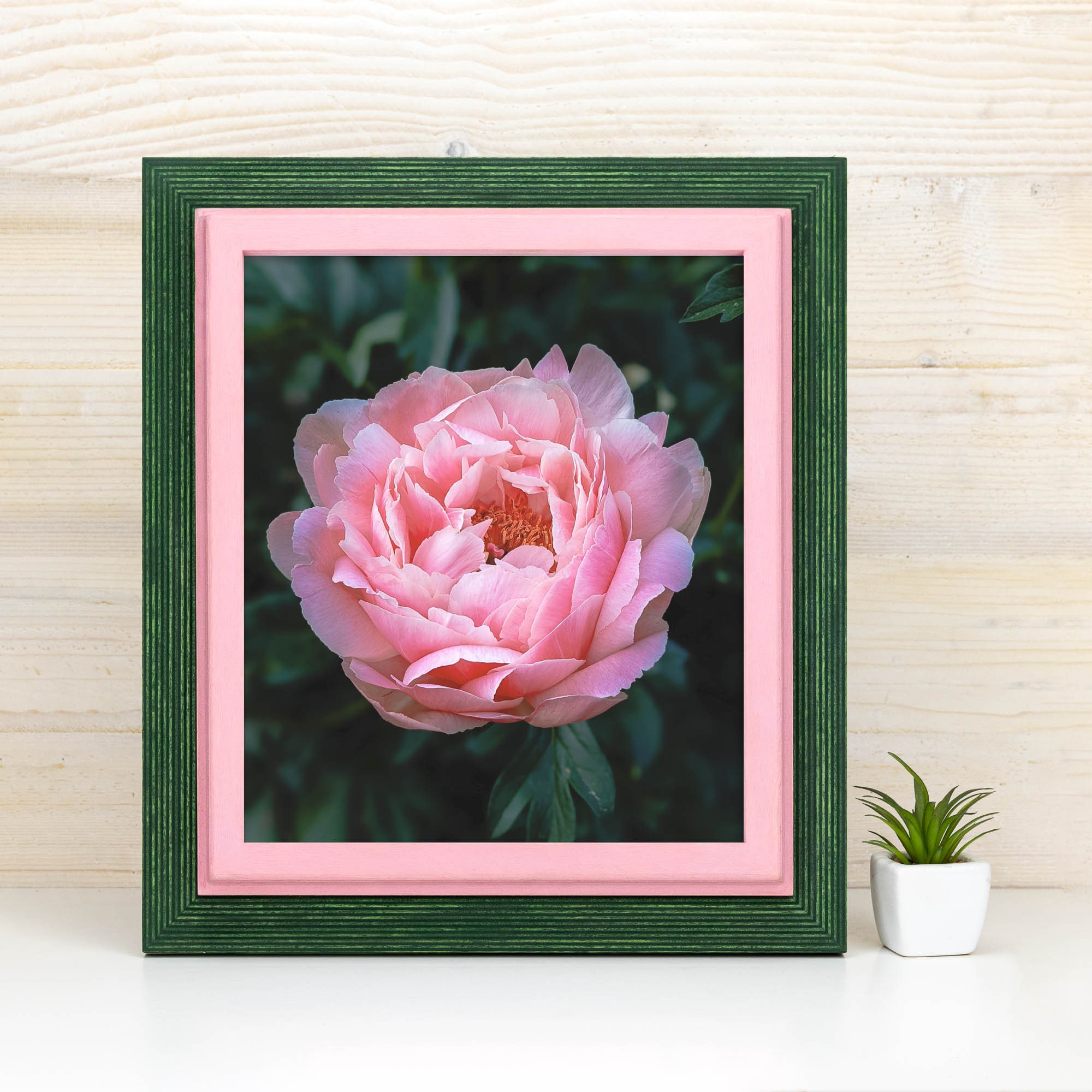 Handmade Green & Pink Picture Frame: Baltic Birch Wood Gallery